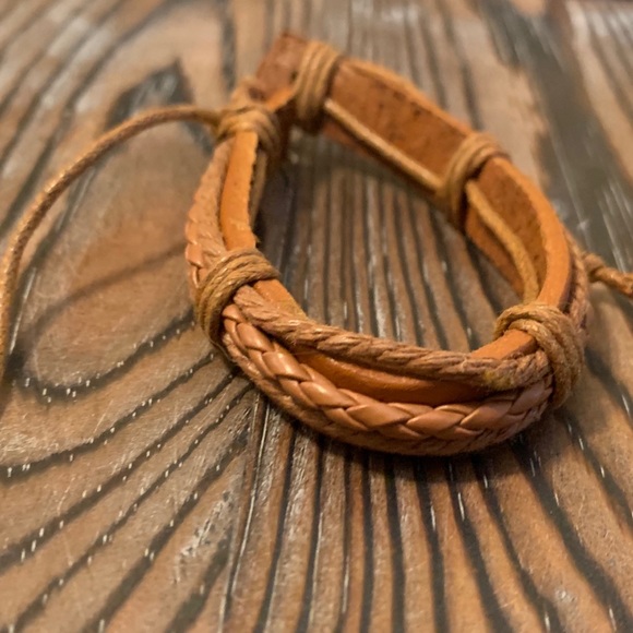 Other - 3/$20 Tan Adjustable Leather Bracelet NWOT